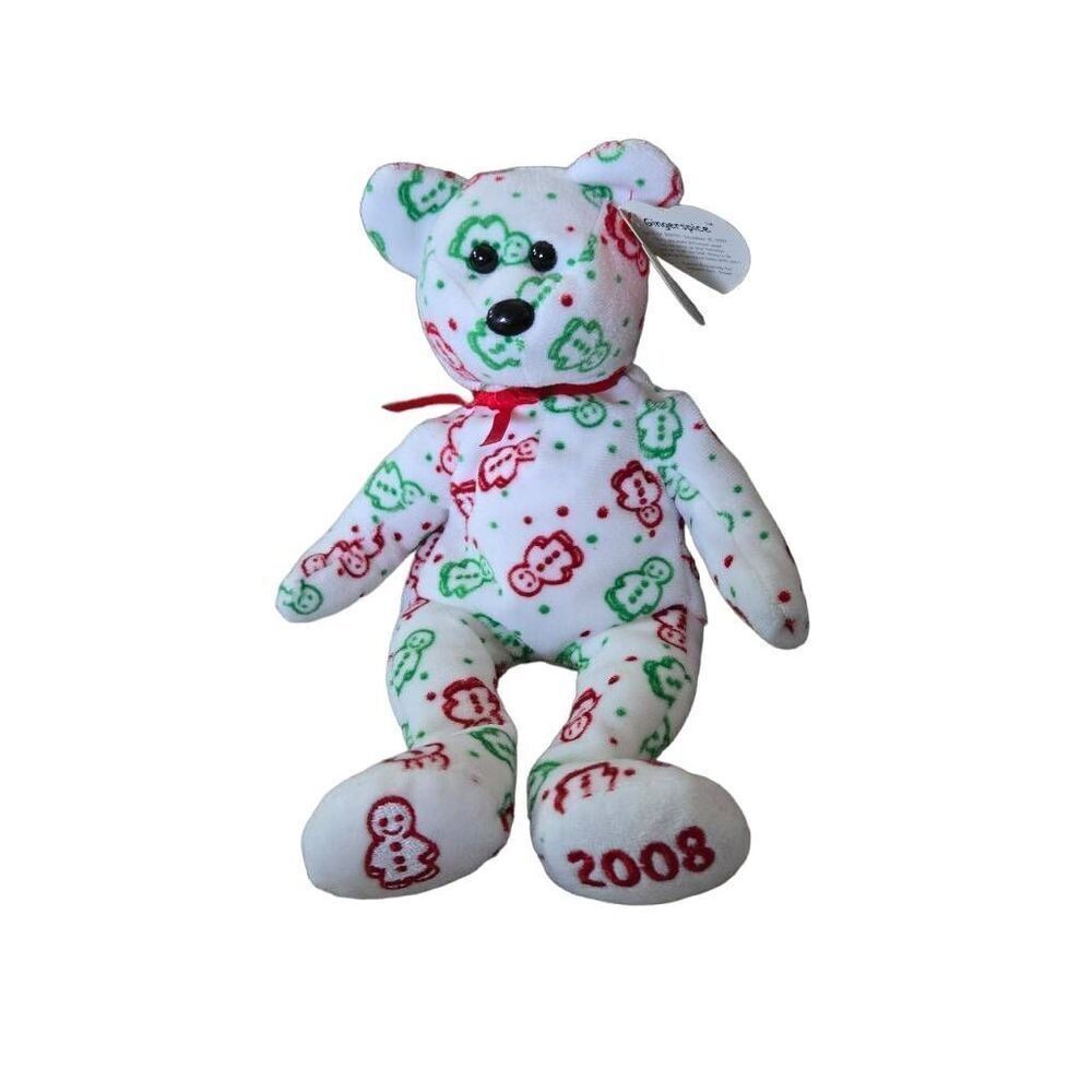 Ty Beanie Babies 2008 Gingerspice Hallmark Holiday Bear Gingerbread